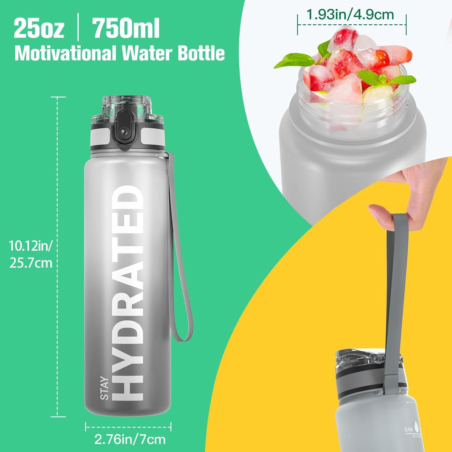 image:imageSahara Sailor Bouteille deau Gourde Sport 1L500ML750ML avec Marqueur de Temps de Motivation sans BPA tanche ampamp Rutilisable pour Sport Camping 1 BouteilleBtai Chi