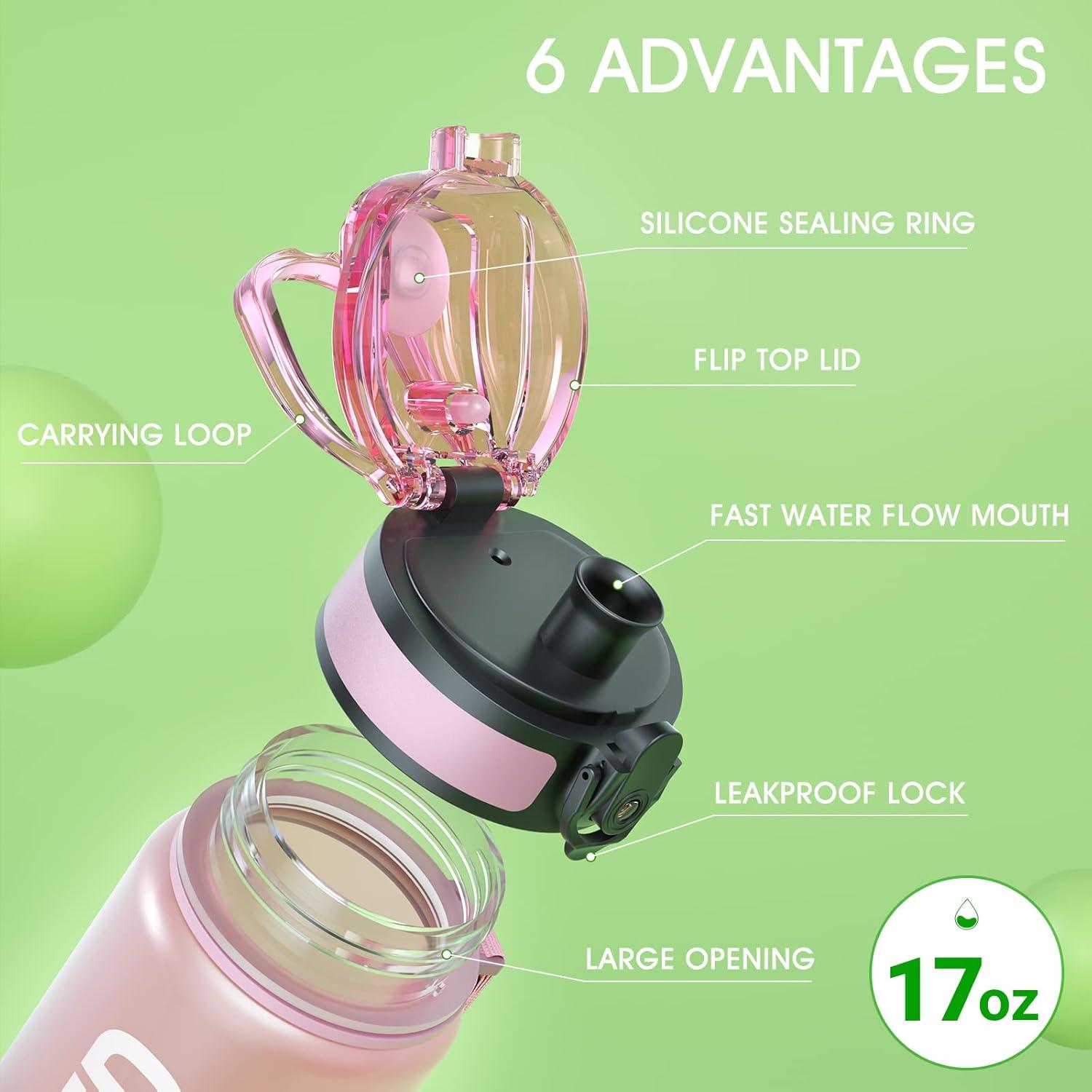 image:imageSahara Sailor Bouteille deau Gourde Sport 1L500ML750ML avec Marqueur de Temps de Motivation sans BPA tanche ampamp Rutilisable pour Sport Camping 1 BouteilleTopaze Rose