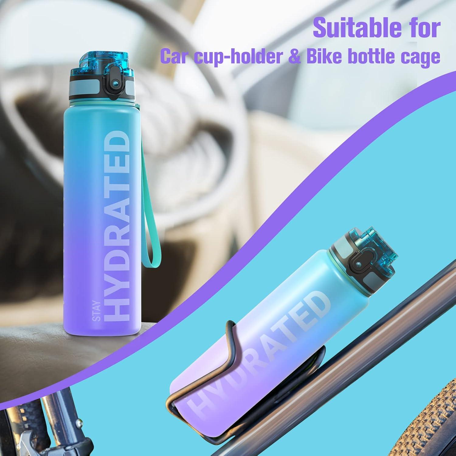 image:imageSahara Sailor Bouteille deau Gourde Sport 1L500ML750ML avec Marqueur de Temps de Motivation sans BPA tanche ampamp Rutilisable pour Sport Camping 1 BouteilleBmagie de la Galaxie