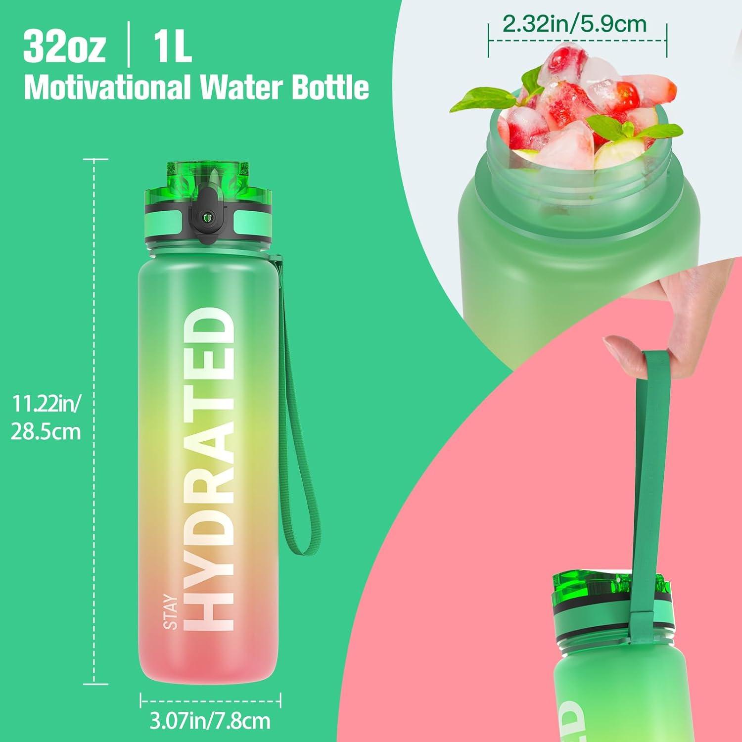 image:imageSahara Sailor Bouteille deau Gourde Sport 1L500ML750ML avec Marqueur de Temps de Motivation sans BPA tanche ampamp Rutilisable pour Sport Camping 1 BouteilleMacarons