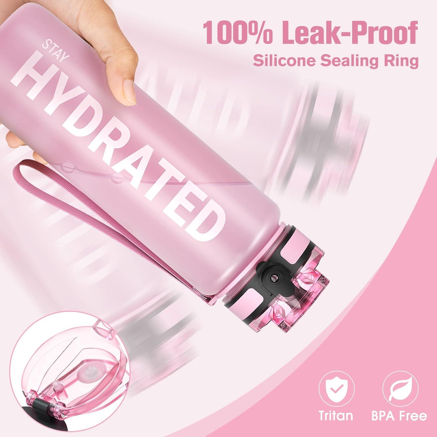 image:imageSahara Sailor Bouteille deau Gourde Sport 1L500ML750ML avec Marqueur de Temps de Motivation sans BPA tanche ampamp Rutilisable pour Sport Camping 1 BouteilleTopaze Rose