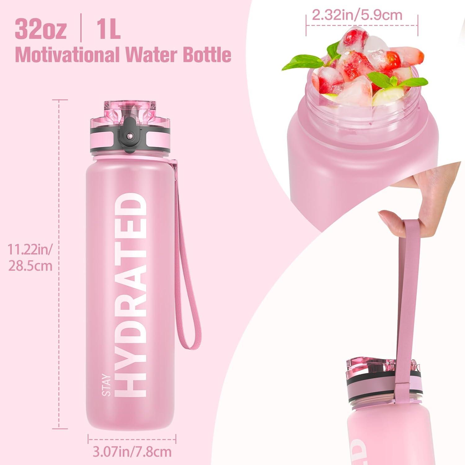 image:imageSahara Sailor Bouteille deau Gourde Sport 1L500ML750ML avec Marqueur de Temps de Motivation sans BPA tanche ampamp Rutilisable pour Sport Camping 1 BouteilleTopaze Rose