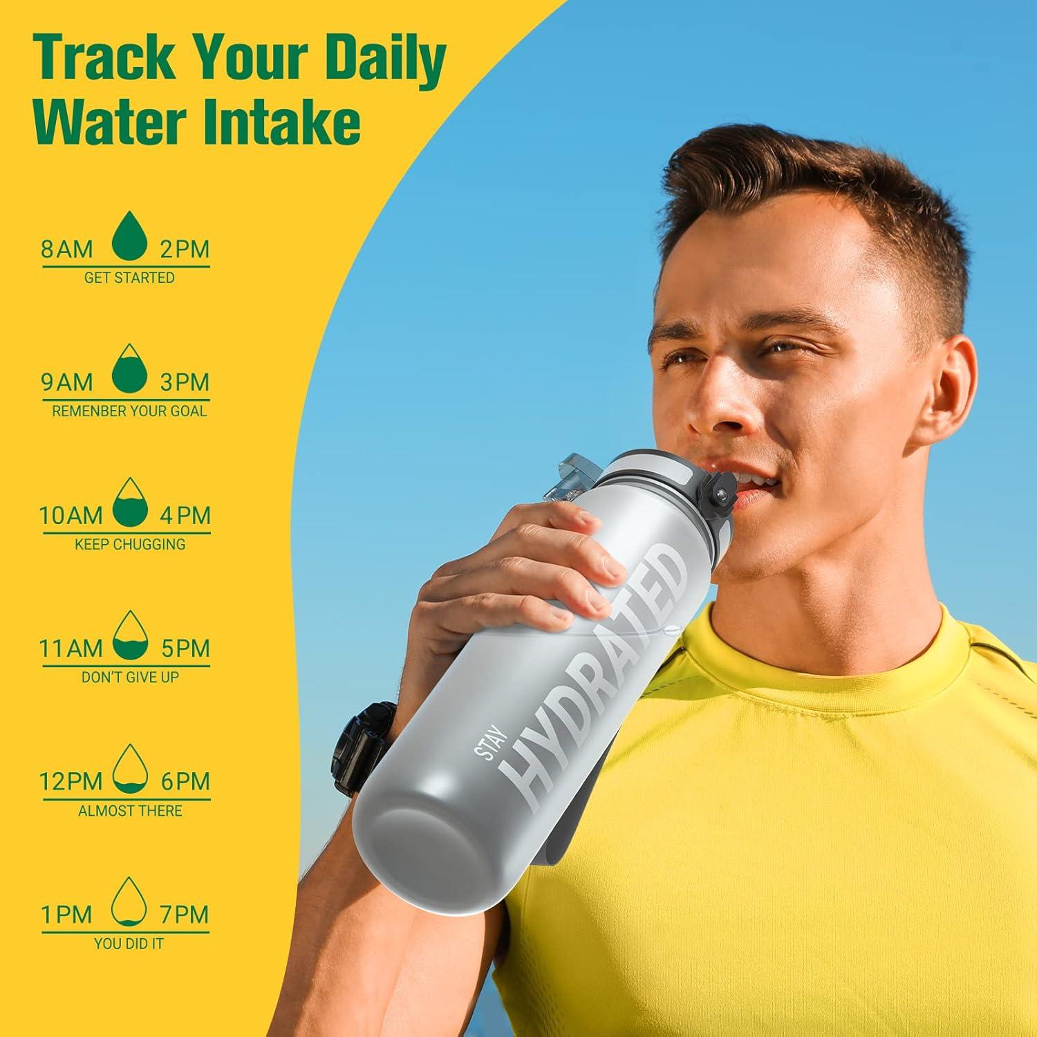image:imageSahara Sailor Bouteille deau Gourde Sport 1L500ML750ML avec Marqueur de Temps de Motivation sans BPA tanche ampamp Rutilisable pour Sport Camping 1 BouteilleTai Chi