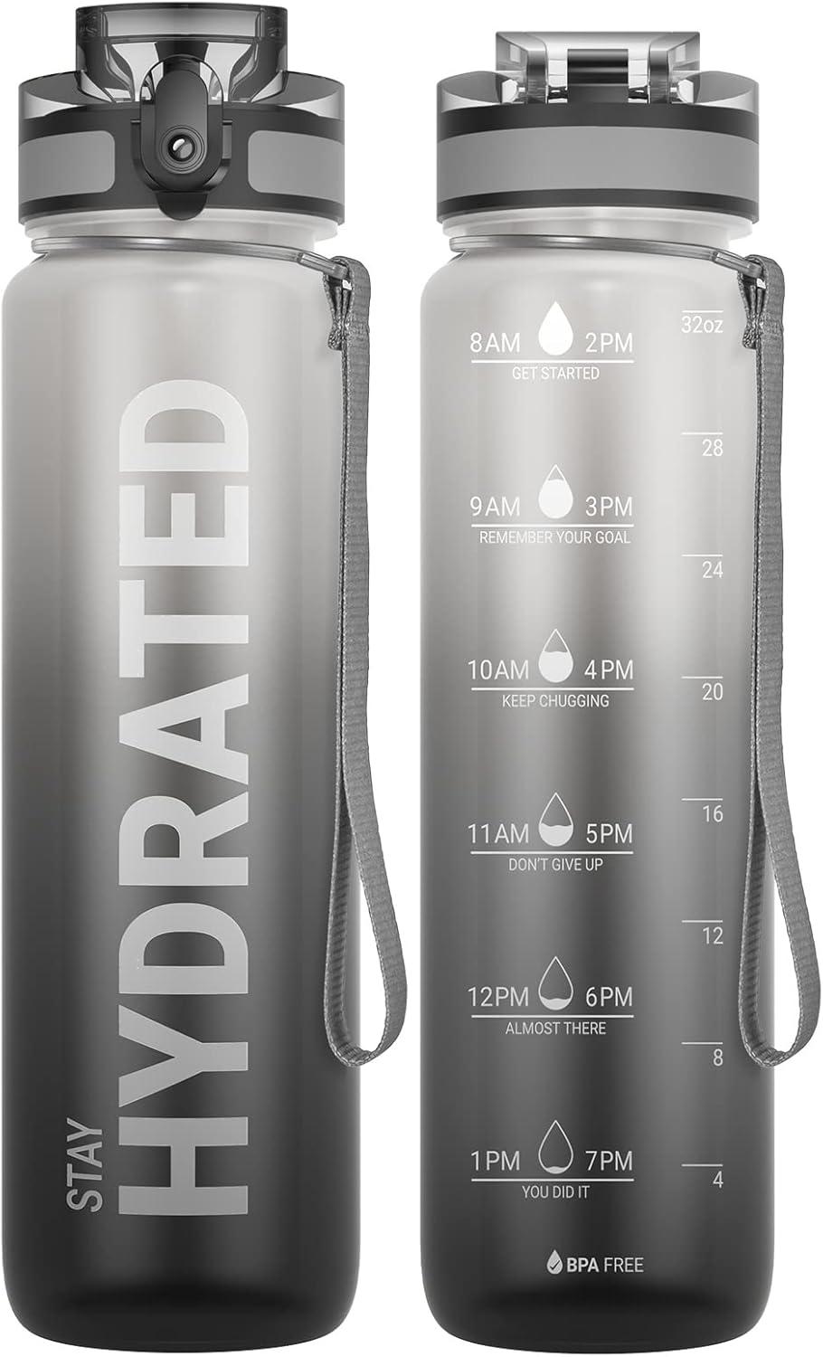 image:imageSahara Sailor Bouteille deau Gourde Sport 1L500ML750ML avec Marqueur de Temps de Motivation sans BPA tanche ampamp Rutilisable pour Sport Camping 1 BouteilleTai Chi