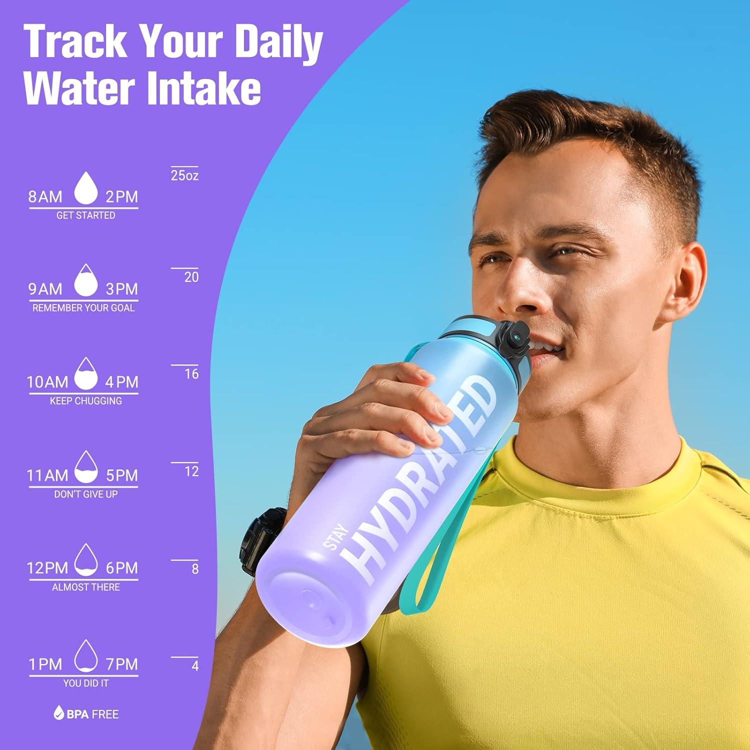 image:imageSahara Sailor Bouteille deau Gourde Sport 1L500ML750ML avec Marqueur de Temps de Motivation sans BPA tanche ampamp Rutilisable pour Sport Camping 1 BouteilleBmagie de la Galaxie
