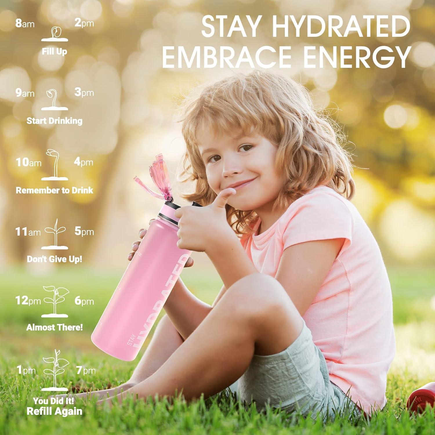 image:imageSahara Sailor Bouteille deau Gourde Sport 1L500ML750ML avec Marqueur de Temps de Motivation sans BPA tanche ampamp Rutilisable pour Sport Camping 1 BouteilleTopaze Rose