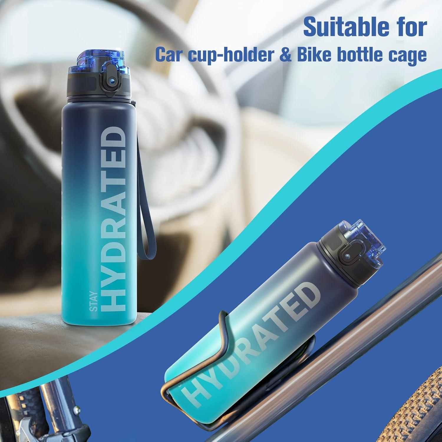 image:imageSahara Sailor Bouteille deau Gourde Sport 1L500ML750ML avec Marqueur de Temps de Motivation sans BPA tanche ampamp Rutilisable pour Sport Camping 1 BouteilleBmer Profonde