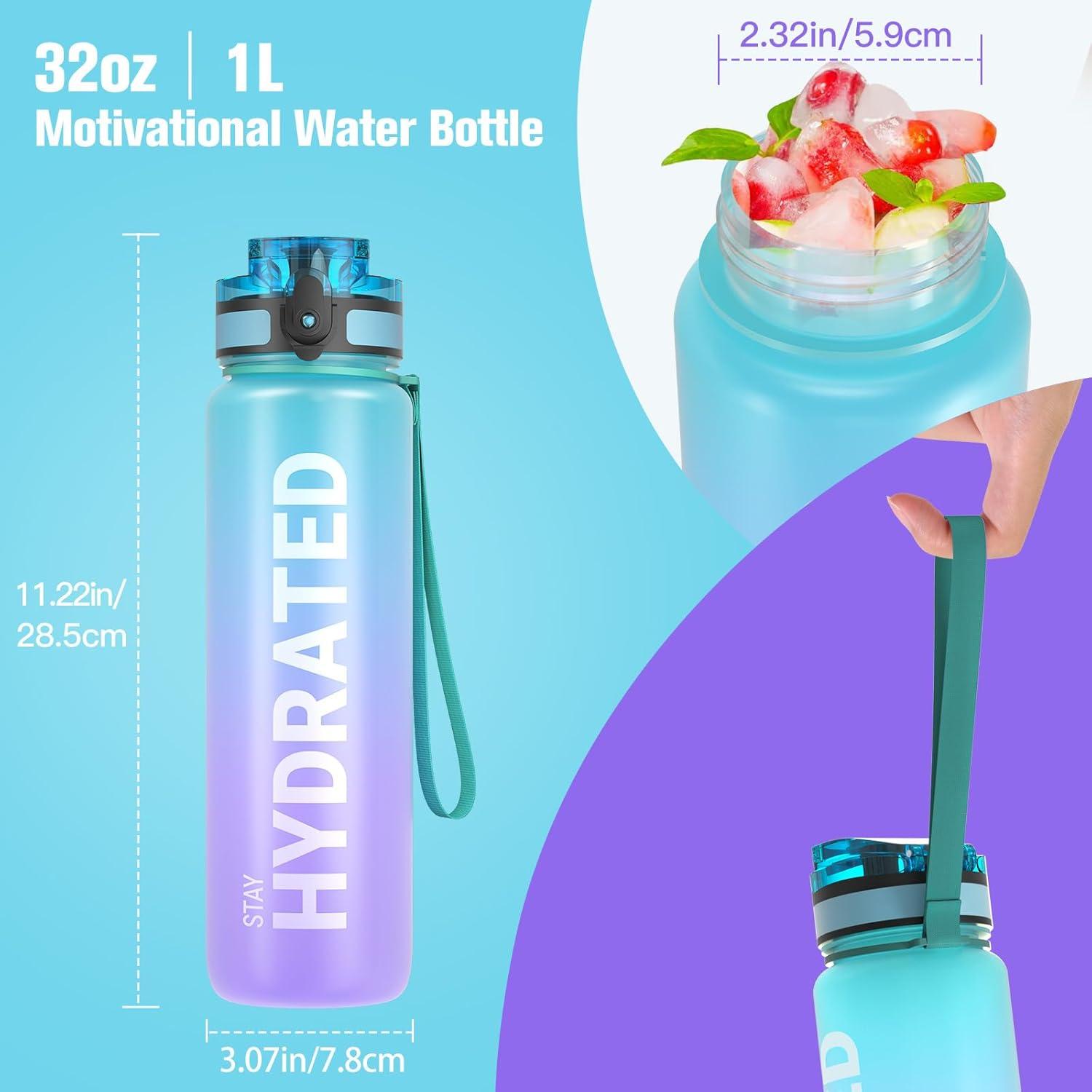 image:imageSahara Sailor Bouteille deau Gourde Sport 1L500ML750ML avec Marqueur de Temps de Motivation sans BPA tanche ampamp Rutilisable pour Sport Camping 1 BouteilleMagie Galaxie