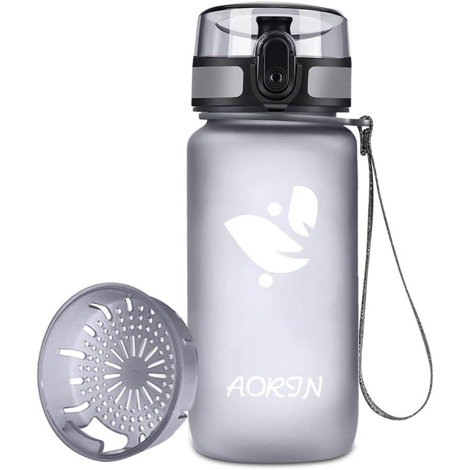 image:imageAORIN Gourde Sport 350ml500ml750ml1L BPAFree ampamp AntiFuite FlipAppliquer Bouteille deau pour EnfantAdultesSalle de Sport Sport de Plein airGris