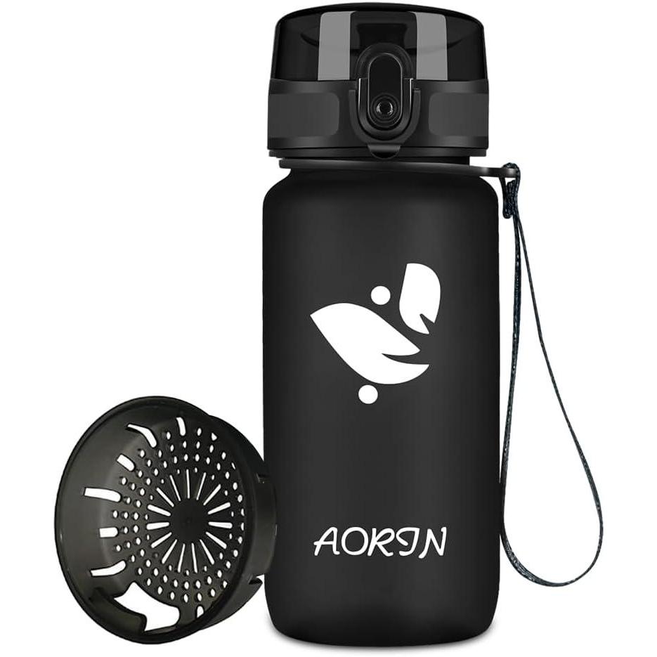 image:imageAORIN Gourde Sport 350ml500ml750ml1L BPAFree ampamp AntiFuite FlipAppliquer Bouteille deau pour EnfantAdultesSalle de Sport Sport de Plein airNoir