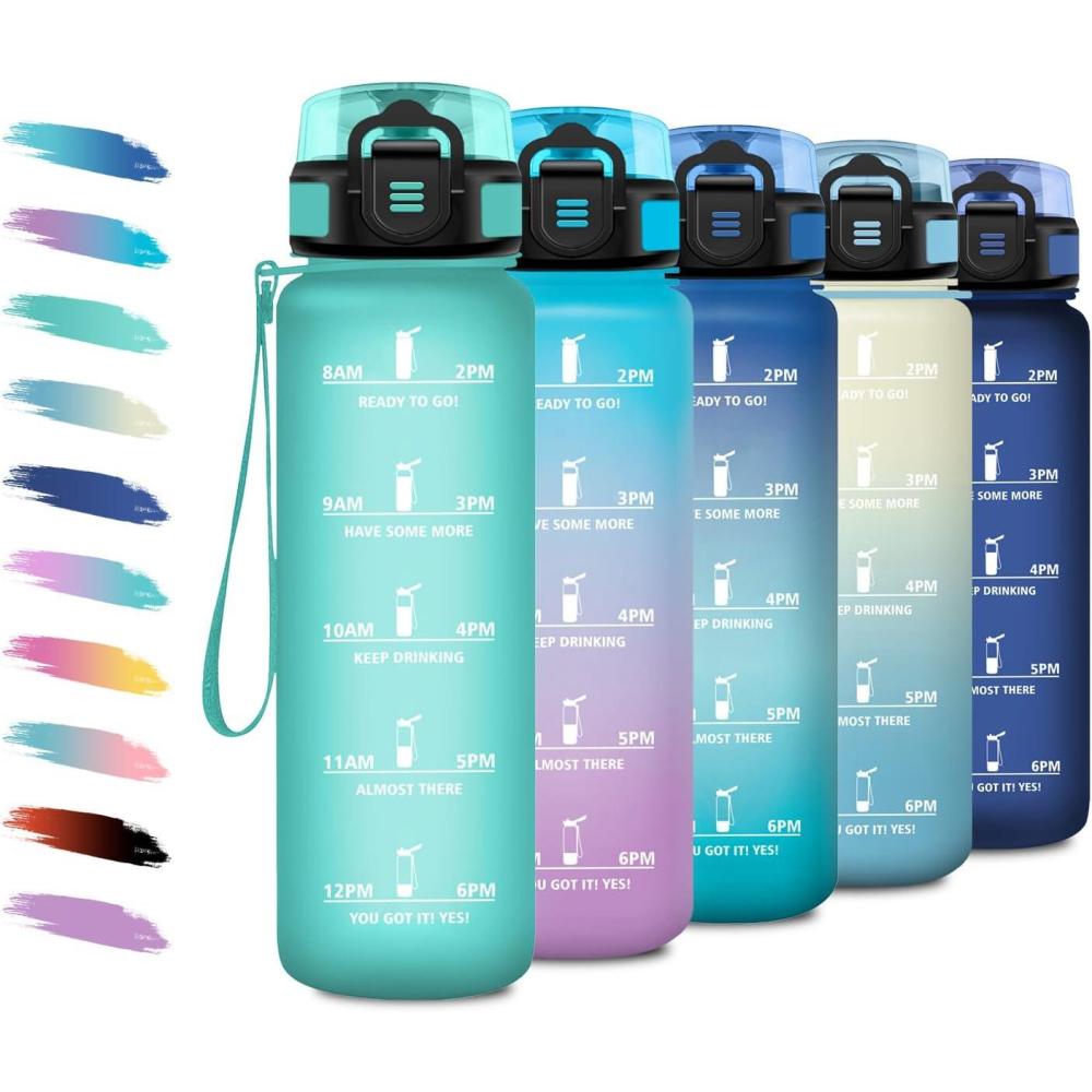 image:imageBouteille deau Sport 1L Gourde Marqueur de Temps Gourde Motivation avec Filtre Bouteille deau AntiFuite Reutilisable pour Randonne Cyclisme Bureau Extrieur Camping Voyage Fitness17oz500ml  Mat Violet Clair