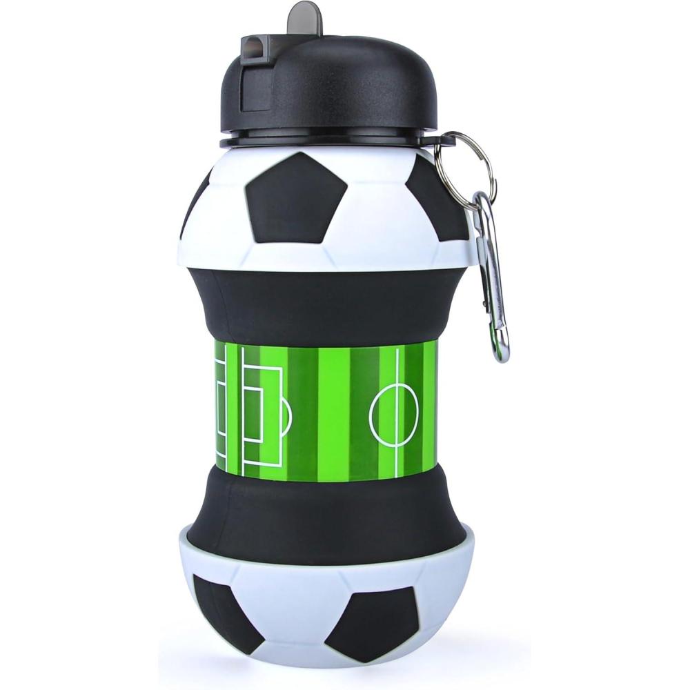 image:imageBouteille deau pliable pour garons et filles sans BPA  Gourde de camping pour enfants  Personnalisable avec votre sport  Ballon deau compact pour cadeau original footballFootball