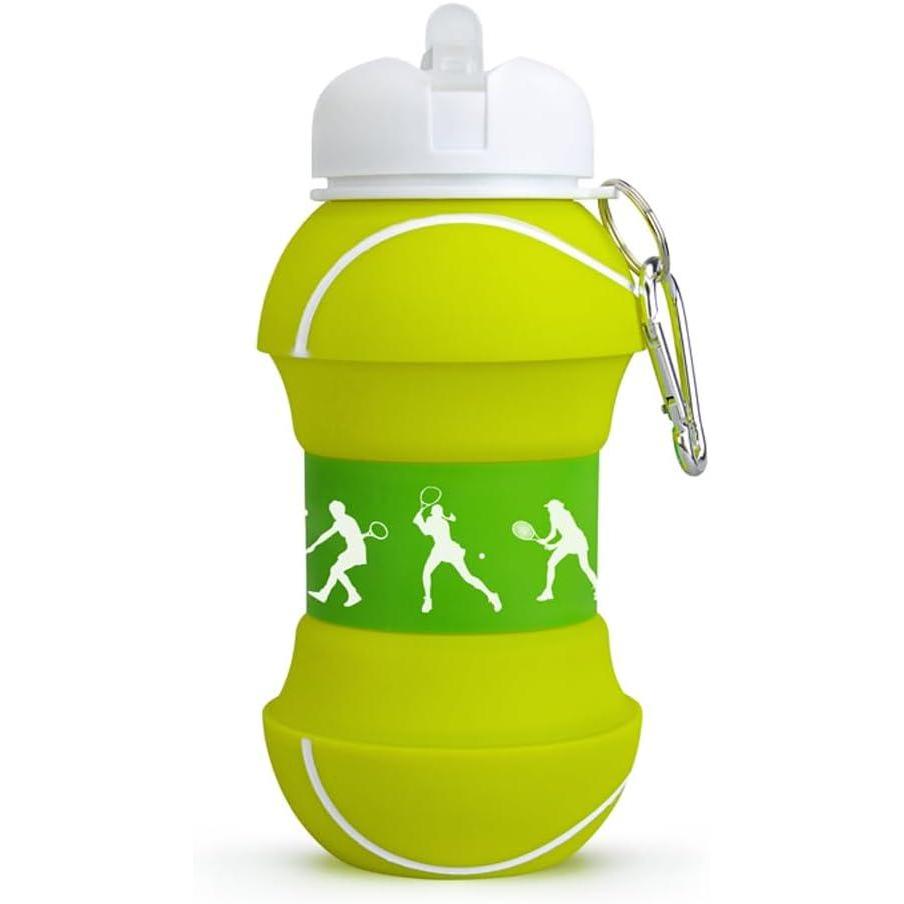 image:imageBouteille deau pliable pour garons et filles sans BPA Gourde de camping pour enfants Personnalisable avec votre sport Ballon deau compact pour cadeau original footballTennis