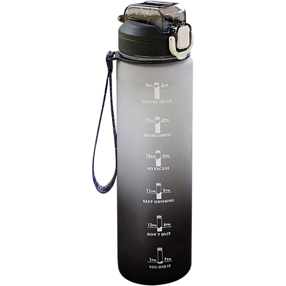 image:imageGenerisch  Gourde pour le sport  1 L  Bouteille deau en plastique antifuite  Bouteille deau pour boissons gazeuses  Gourde de sport pour le fitness la gym le vlo le yoga lextrieurGris