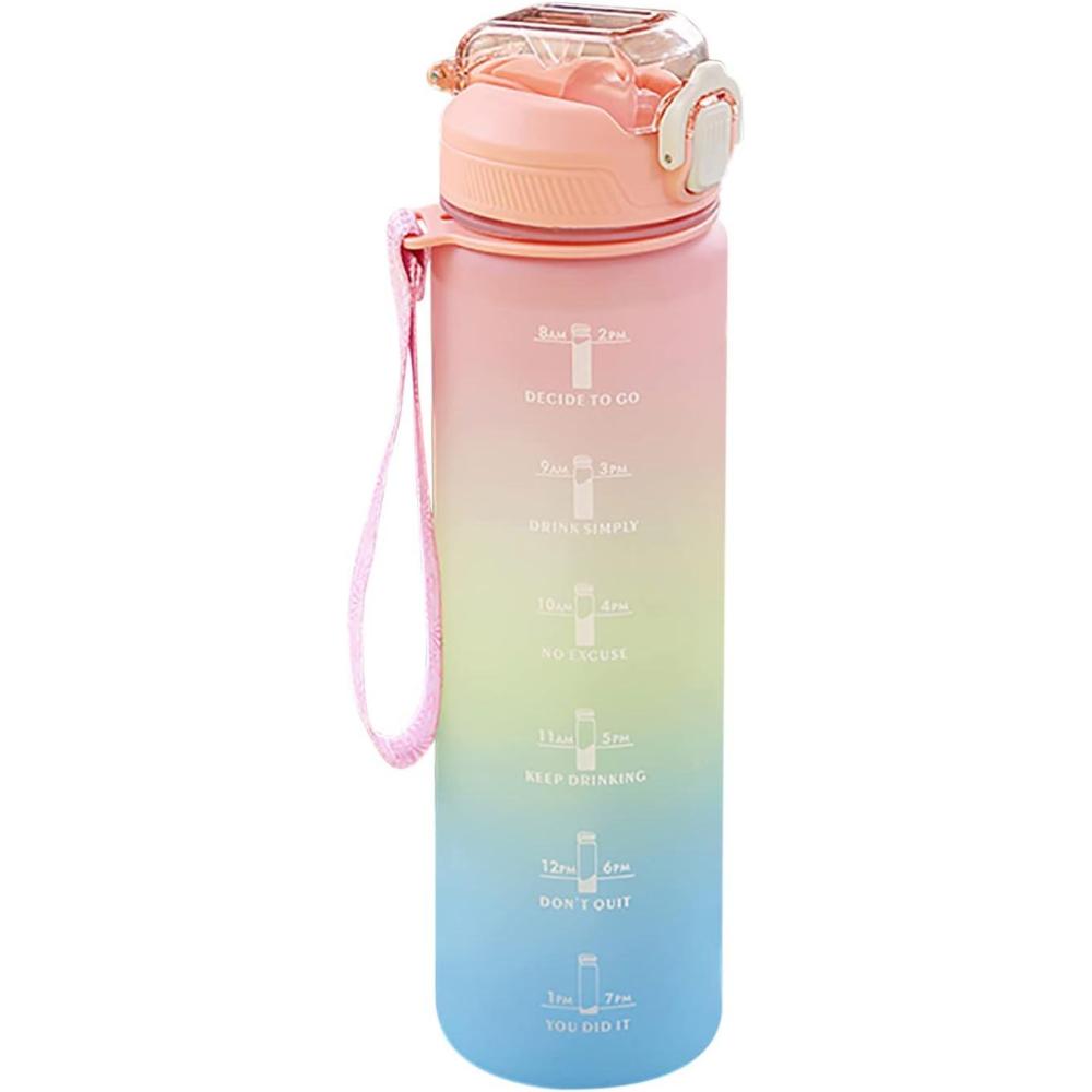 image:imageGenerisch Gourde pour le sport 1 L Bouteille deau en plastique antifuite Bouteille deau pour boissons gazeuses Gourde de sport pour le fitness la gym le vlo le yoga lextrieurRose