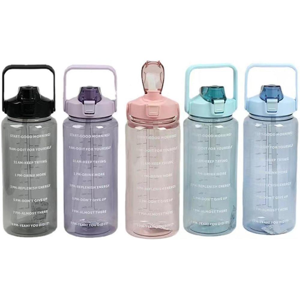 image:imageGourde 2l Motivation Bouteille tanche Boissons Bouteille Gourde Sport Bouteille Deau Sans BPA Avec Paille Et Marqueur De Temps Pour Sports Salle De Sport Cyclisme Bureau Camping5 Pices