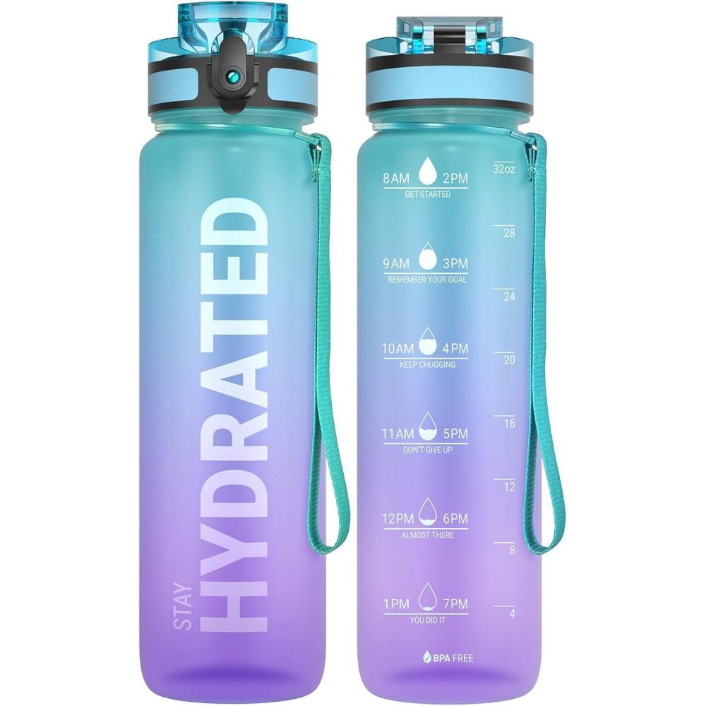 image:imageSahara Sailor Bouteille deau Gourde Sport 1L500ML750ML avec Marqueur de Temps de Motivation sans BPA tanche ampamp Rutilisable pour Sport Camping 1 BouteilleMagie Galaxie