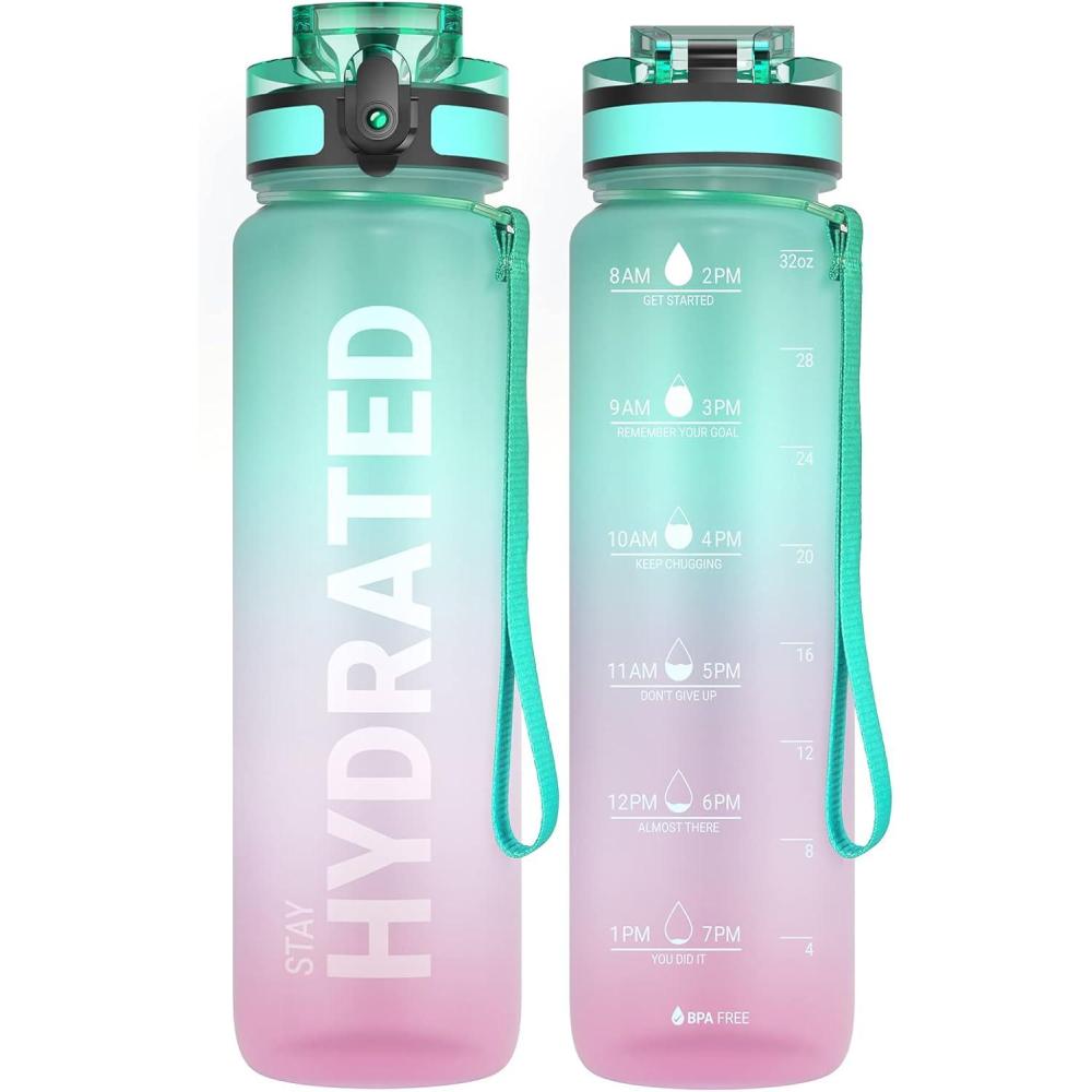 image:imageSahara Sailor Bouteille deau Gourde Sport 1L500ML750ML avec Marqueur de Temps de Motivation sans BPA tanche ampamp Rutilisable pour Sport Camping 1 BouteilleChewing Gum