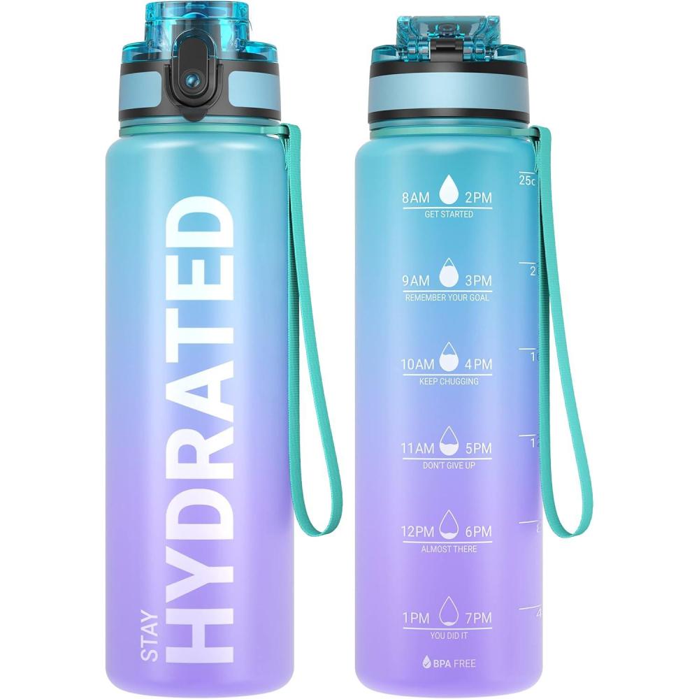 image:imageSahara Sailor Bouteille deau Gourde Sport 1L500ML750ML avec Marqueur de Temps de Motivation sans BPA tanche ampamp Rutilisable pour Sport Camping 1 BouteilleBmagie de la Galaxie