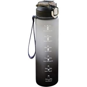 Generisch – Gourde pour le sport – 1 L – Bouteille d&rsquo;eau en plastique anti-fuite – Bouteille d&rsquo;eau pour boissons gazeuses – Gourde de sport pour le fitness, la gym, le vélo, le yoga, l&rsquo;extérieur(Gris)