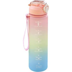 Generisch – Gourde pour le sport – 1 L – Bouteille d&rsquo;eau en plastique anti-fuite – Bouteille d&rsquo;eau pour boissons gazeuses – Gourde de sport pour le fitness, la gym, le vélo, le yoga, l&rsquo;extérieur(Rose)