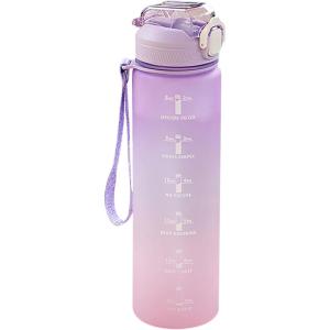 Generisch – Gourde pour le sport – 1 L – Bouteille d&rsquo;eau en plastique anti-fuite – Bouteille d&rsquo;eau pour boissons gazeuses – Gourde de sport pour le fitness, la gym, le vélo, le yoga, l&rsquo;extérieur(Lilas)
