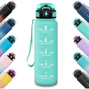HoneyHolly Gourde 500ML, Étanche & Réutilisable, Gourde Sport, Motivation avec Marqueur, Anti-fuite Bouteille, Bouteille d&rsquo;eau, Gourdes pour Gym, Enfant, Adulte, École, Bureau, Yoga, Camping
