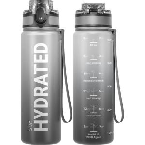 Sahara Sailor Bouteille d&rsquo;eau, Gourde Sport 1L/500ML/750ML avec Marqueur de Temps de Motivation, sans BPA, Étanche & Réutilisable, pour Sport, Camping (1 Bouteille)(Tai Chi)