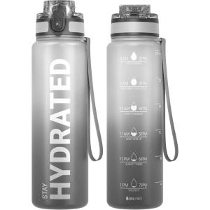 Sahara Sailor Bouteille d&rsquo;eau, Gourde Sport 1L/500ML/750ML avec Marqueur de Temps de Motivation, sans BPA, Étanche & Réutilisable, pour Sport, Camping (1 Bouteille)(B-tai Chi)