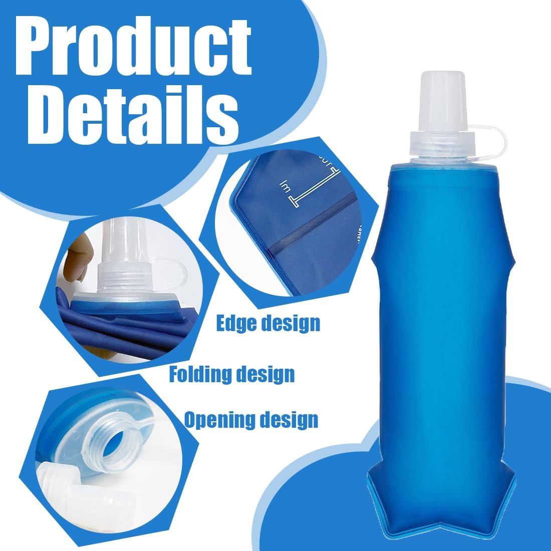 image:image2 Pices Flasque Running 250ml Souple et Pliable Gourde Rutilisable en Silicone Alimentaire Sans BPA pour Course Pied Randonne Camping Cyclisme Voyage et Sport Outdoor