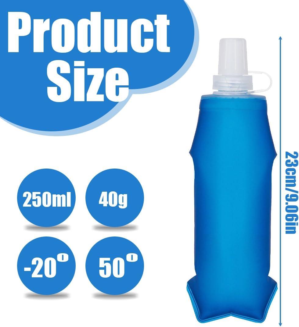 image:image2 Pices Flasque Running 250ml Souple et Pliable Gourde Rutilisable en Silicone Alimentaire Sans BPA pour Course Pied Randonne Camping Cyclisme Voyage et Sport Outdoor