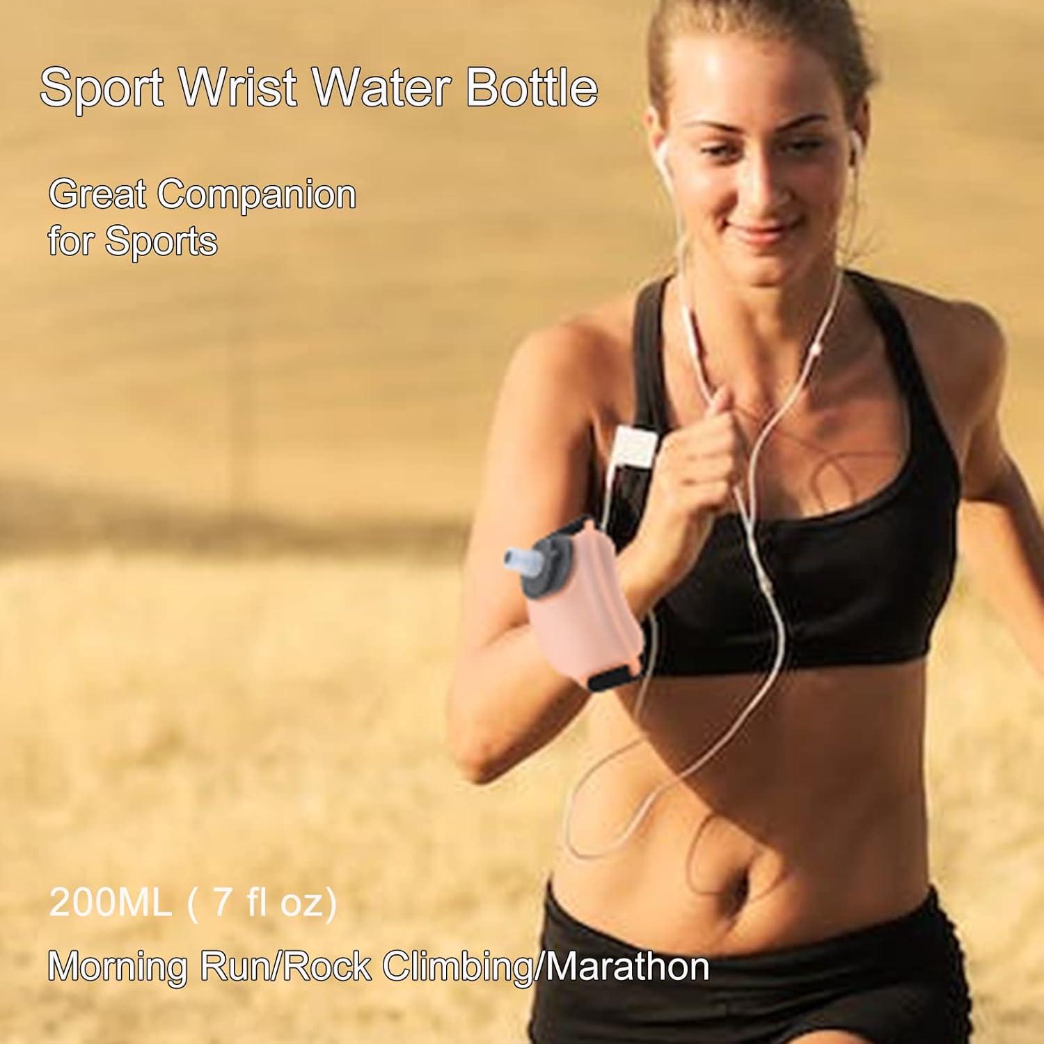 image:imageBouteille Deau de Sport Port la main Gourde de Sport 200ML avec bracelet rglable Bouteille silicone Douceur sans BPA dHydratation pour Running Jogging Marathon Escalade NoirOrange