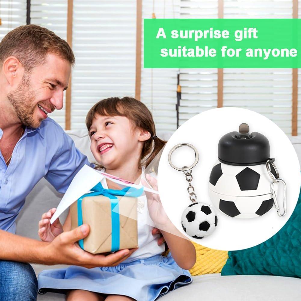 image:imageBouteille deau pliable Bouteille deau en Silicone pour le Football Bouteille de Sport en Silicone pour Enfants Extrieur Voyage et Vlo fuite lpreuve Avec le trousseau de football 550ML