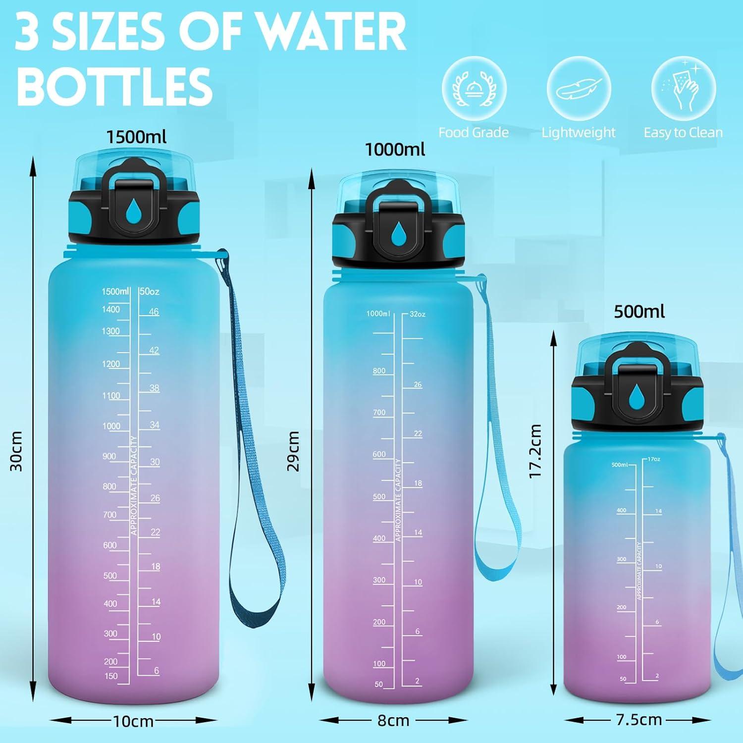 image:imageGourde 500ml Gourde Enfant Bouteille avec Paille AntiFuite Bouteille deau Facile Nettoyer Bouteille Sport pour lcole Bureau Extrieur Voyage RoseCyanBleuviolet
