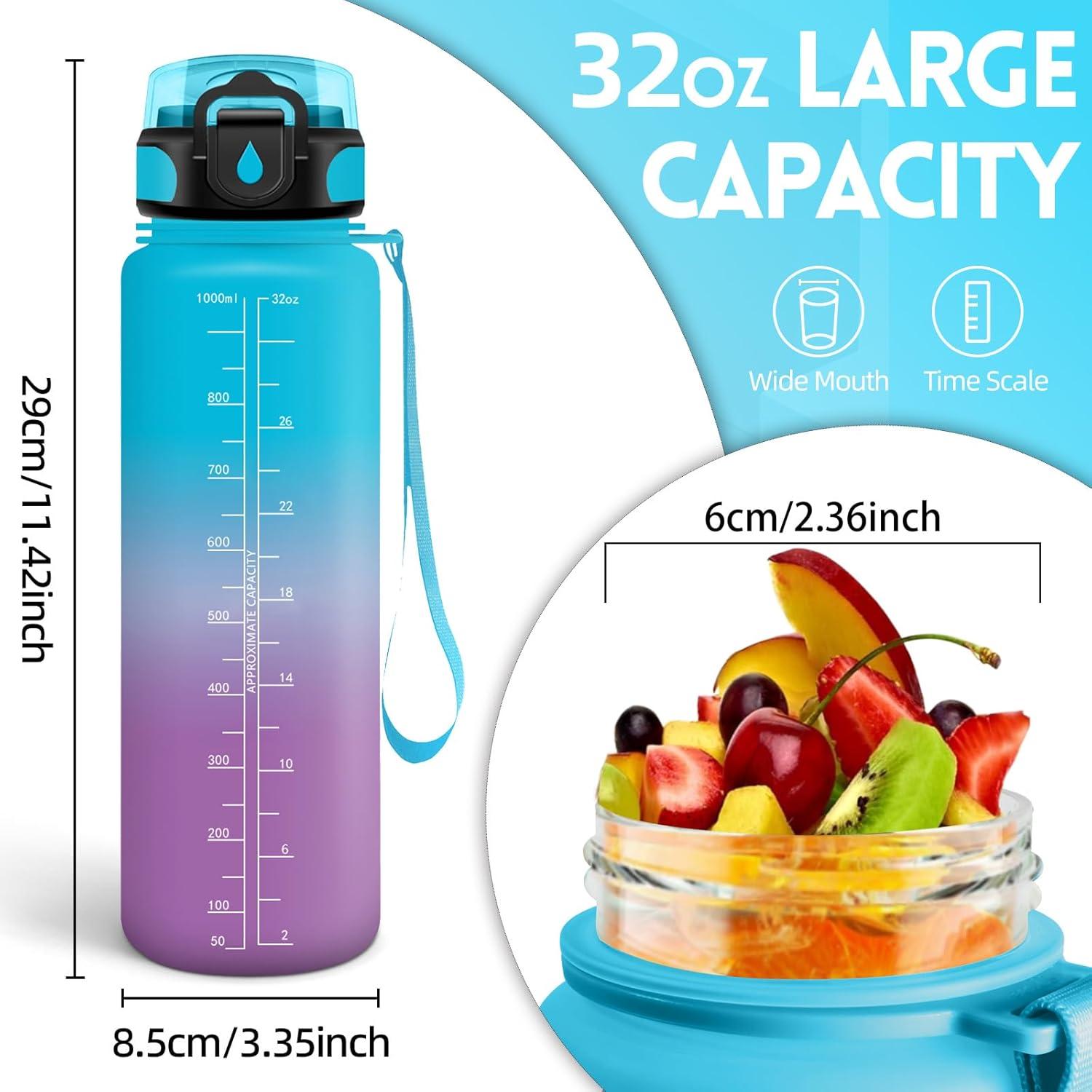 image:imageGourde 500ml Gourde Enfant Bouteille avec Paille AntiFuite Bouteille deau Facile Nettoyer Bouteille Sport pour lcole Bureau Extrieur Voyage RoseCyanBleuviolet