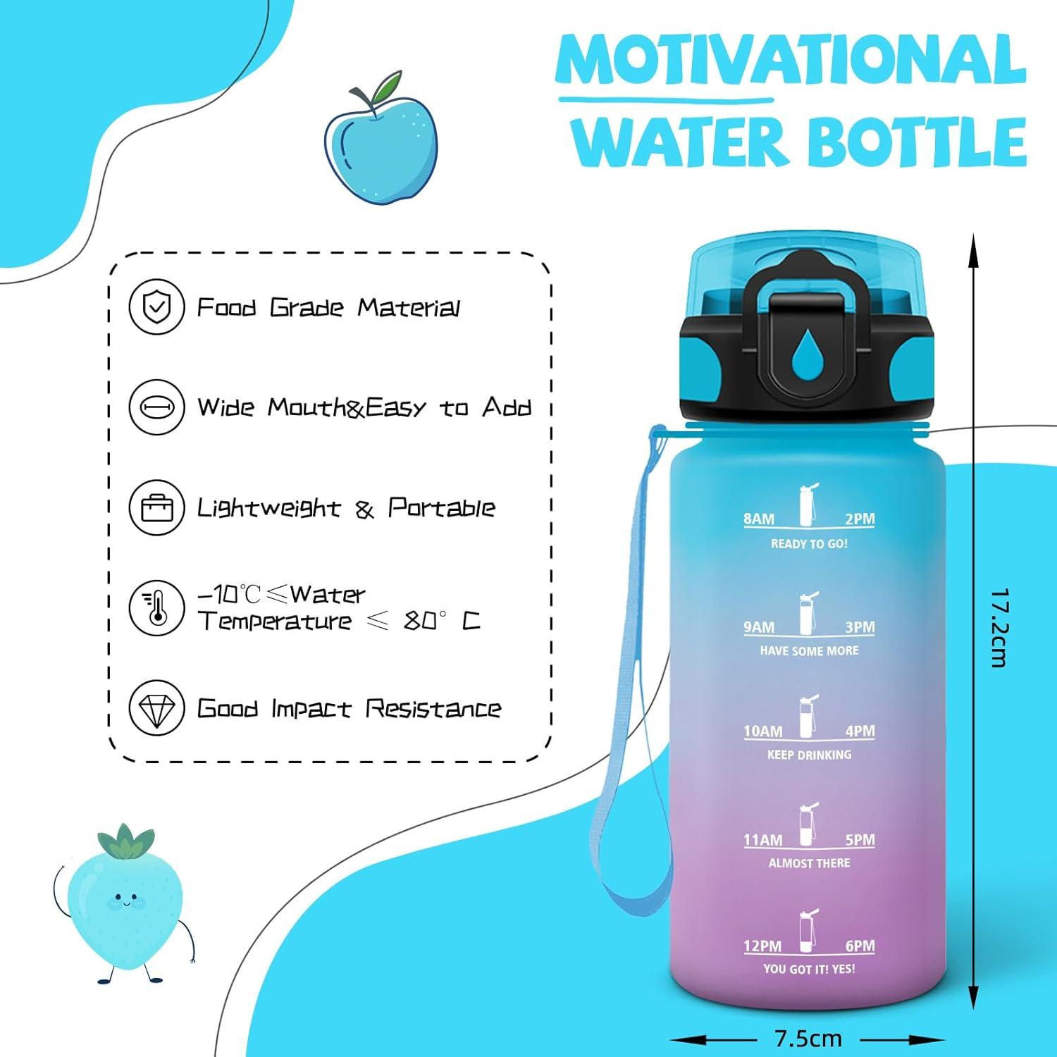 image:imageGourde 500ml Gourde Enfant Bouteille avec Paille AntiFuite Bouteille deau Facile Nettoyer Bouteille Sport pour lcole Bureau Extrieur Voyage RoseCyanBleuviolet