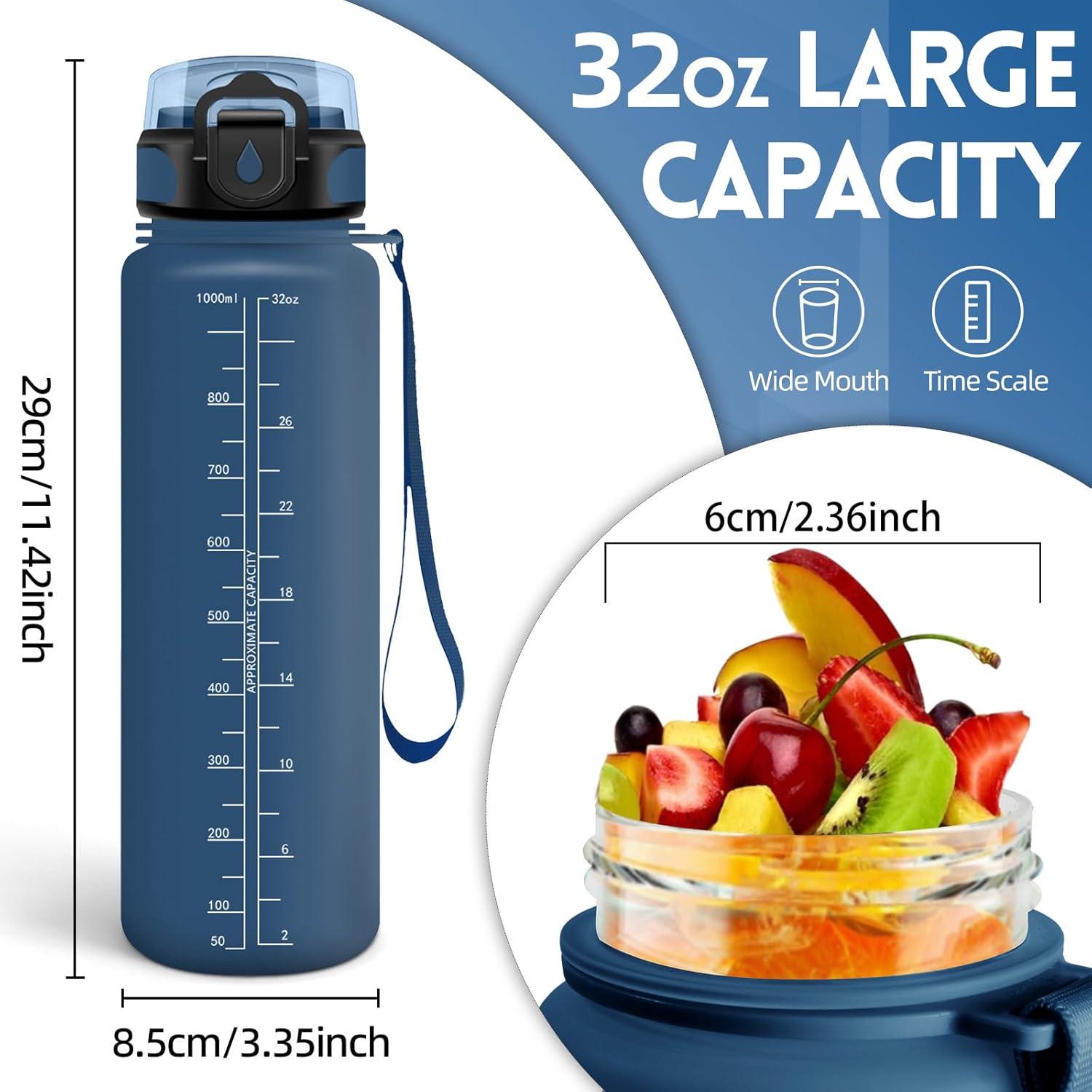 image:imageGourde 500ml Gourde Enfant Bouteille avec Paille AntiFuite Bouteille deau Facile Nettoyer Bouteille Sport pour lcole Bureau Extrieur Voyage RoseCyanBleu Marine