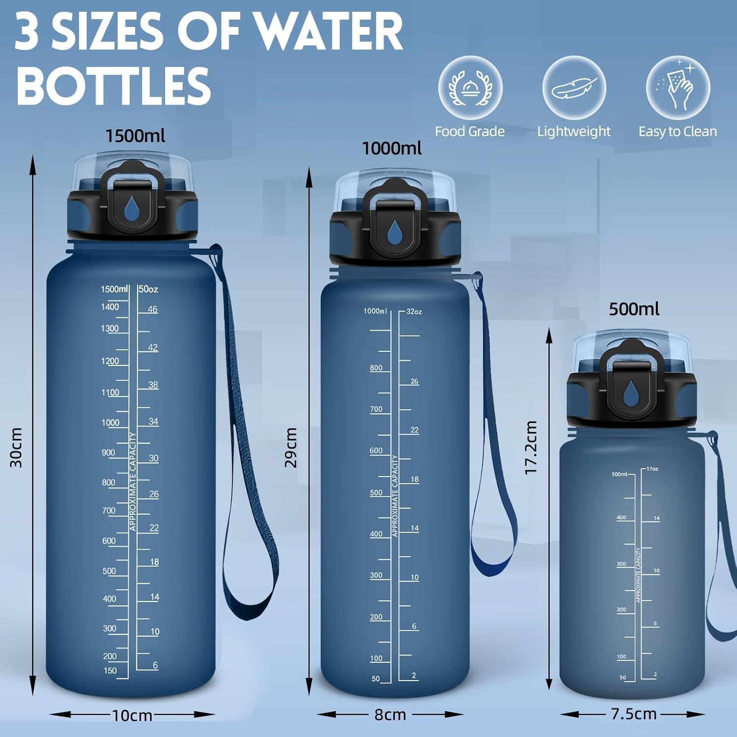 image:imageGourde 500ml Gourde Enfant Bouteille avec Paille AntiFuite Bouteille deau Facile Nettoyer Bouteille Sport pour lcole Bureau Extrieur Voyage RoseCyanBleu Marine