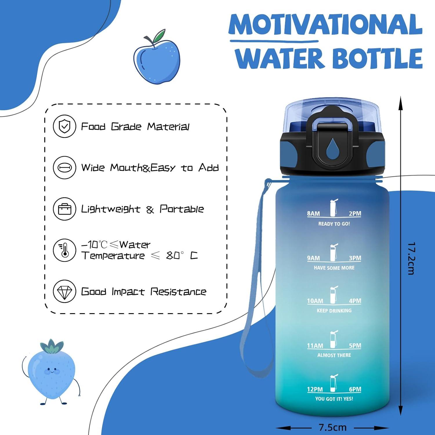 image:imageGourde 500ml Gourde Enfant Bouteille avec Paille AntiFuite Bouteille deau Facile Nettoyer Bouteille Sport pour lcole Bureau Extrieur Voyage RoseCyanBleuvert