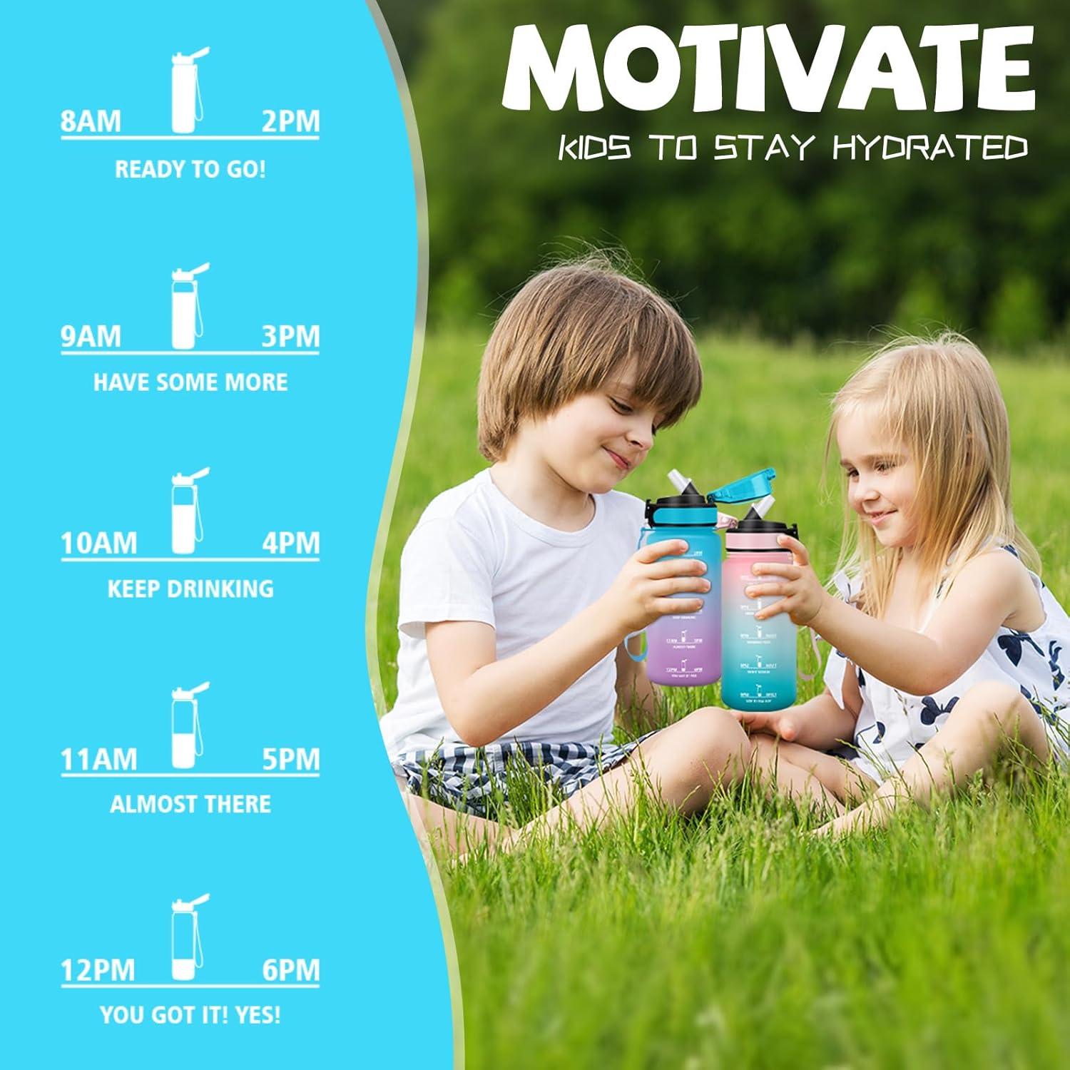 image:imageGourde 500ml Gourde Enfant Bouteille avec Paille AntiFuite Bouteille deau Facile Nettoyer Bouteille Sport pour lcole Bureau Extrieur Voyage RoseCyanBleuviolet