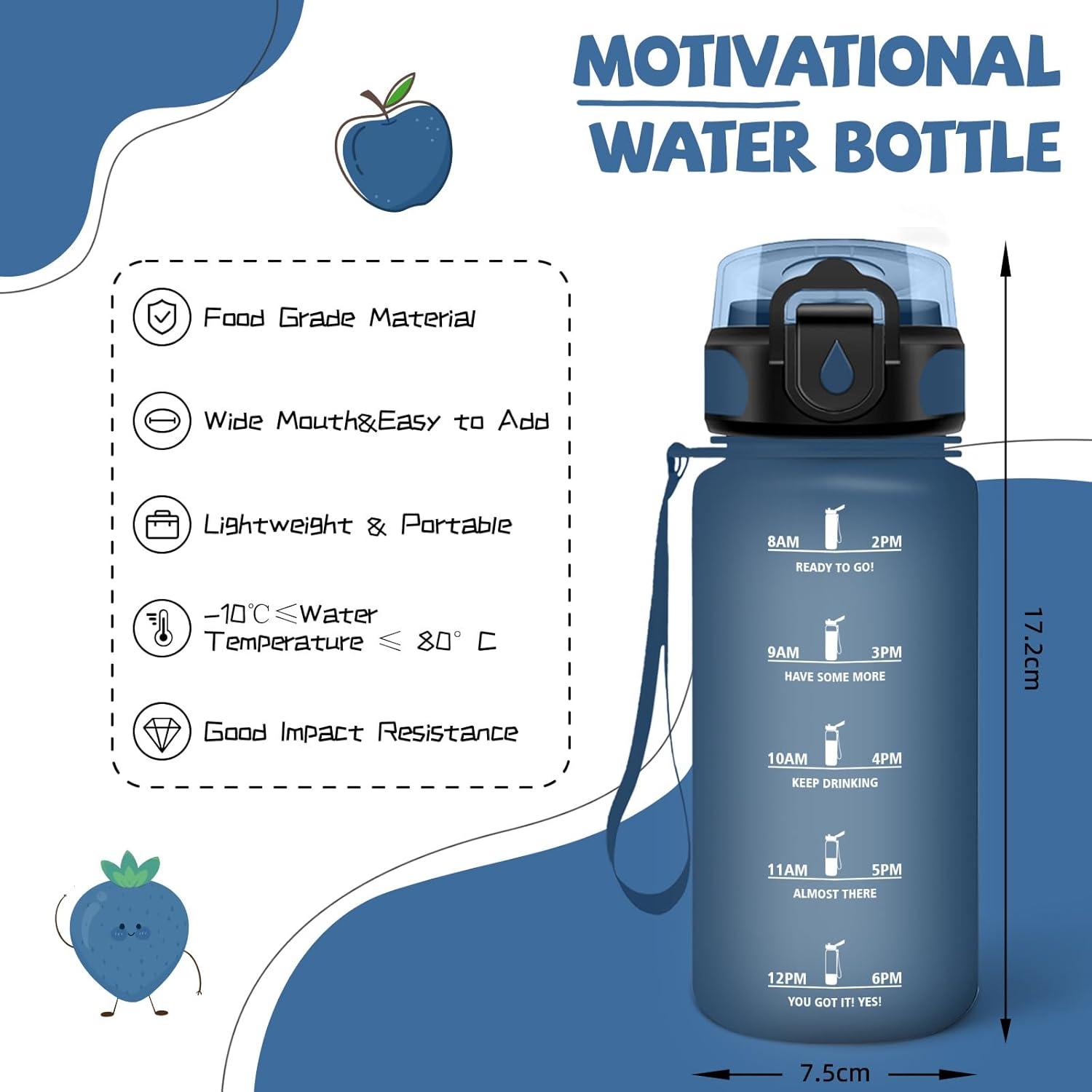 image:imageGourde 500ml Gourde Enfant Bouteille avec Paille AntiFuite Bouteille deau Facile Nettoyer Bouteille Sport pour lcole Bureau Extrieur Voyage RoseCyanBleu Marine