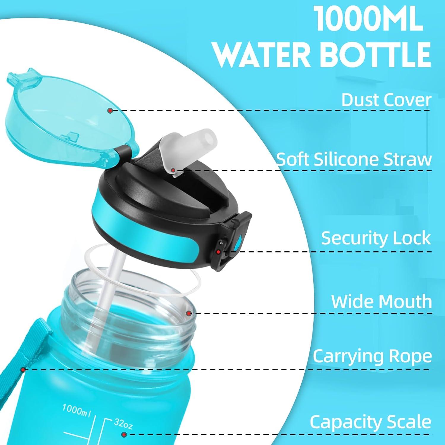 image:imageGourde 500ml Gourde Enfant Bouteille avec Paille AntiFuite Bouteille deau Facile Nettoyer Bouteille Sport pour lcole Bureau Extrieur Voyage RoseCyanBleuviolet