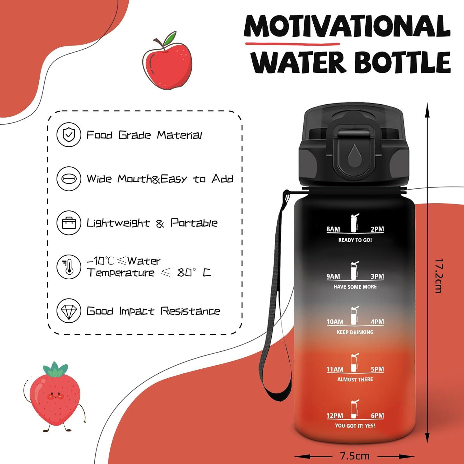 image:imageGourde 500ml Gourde Enfant Bouteille avec Paille AntiFuite Bouteille deau Facile Nettoyer Bouteille Sport pour lcole Bureau Extrieur Voyage RoseCyanNoirrouge