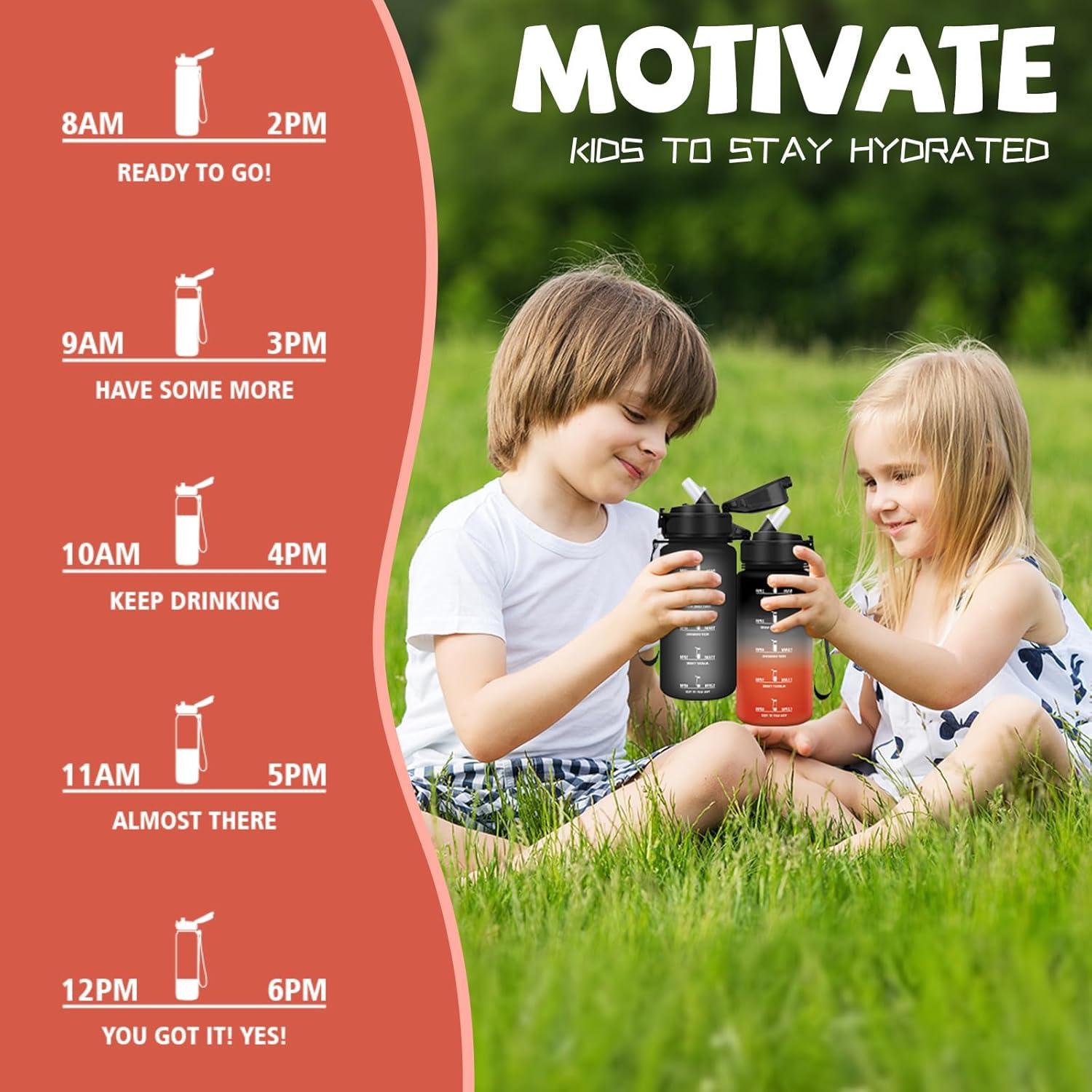 image:imageGourde 500ml Gourde Enfant Bouteille avec Paille AntiFuite Bouteille deau Facile Nettoyer Bouteille Sport pour lcole Bureau Extrieur Voyage RoseCyanNoirrouge