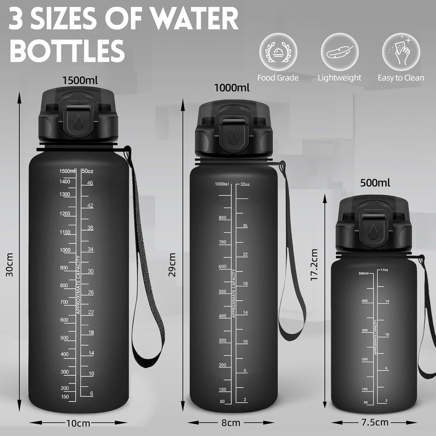 image:imageGourde 500ml Gourde Enfant Bouteille avec Paille AntiFuite Bouteille deau Facile Nettoyer Bouteille Sport pour lcole Bureau Extrieur Voyage RoseCyanNoir