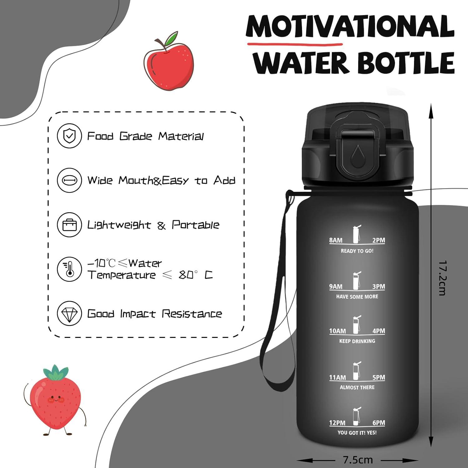image:imageGourde 500ml Gourde Enfant Bouteille avec Paille AntiFuite Bouteille deau Facile Nettoyer Bouteille Sport pour lcole Bureau Extrieur Voyage RoseCyanNoir