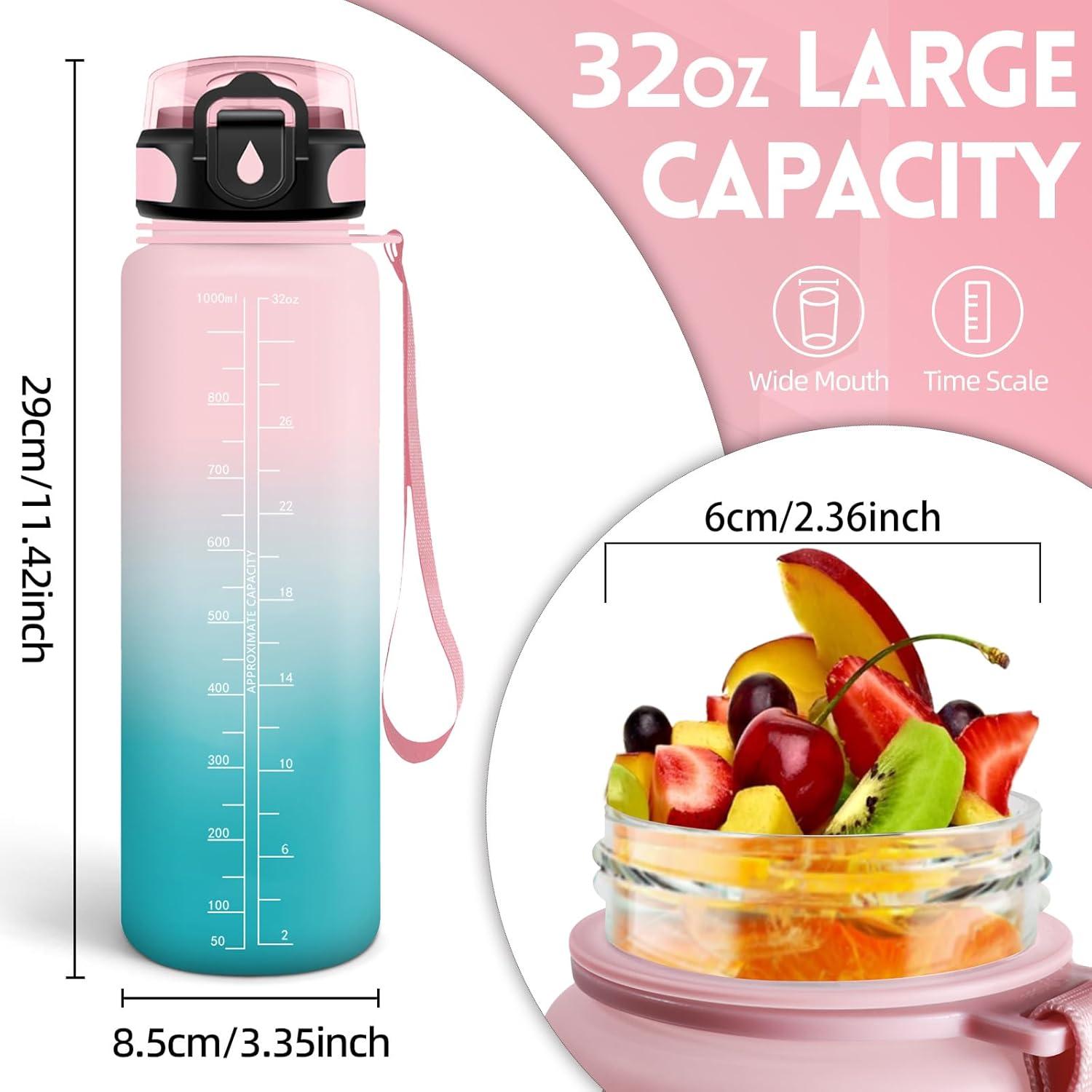 image:imageGourde 500ml Gourde Enfant Bouteille avec Paille AntiFuite Bouteille deau Facile Nettoyer Bouteille Sport pour lcole Bureau Extrieur Voyage RoseCyanRosecyan