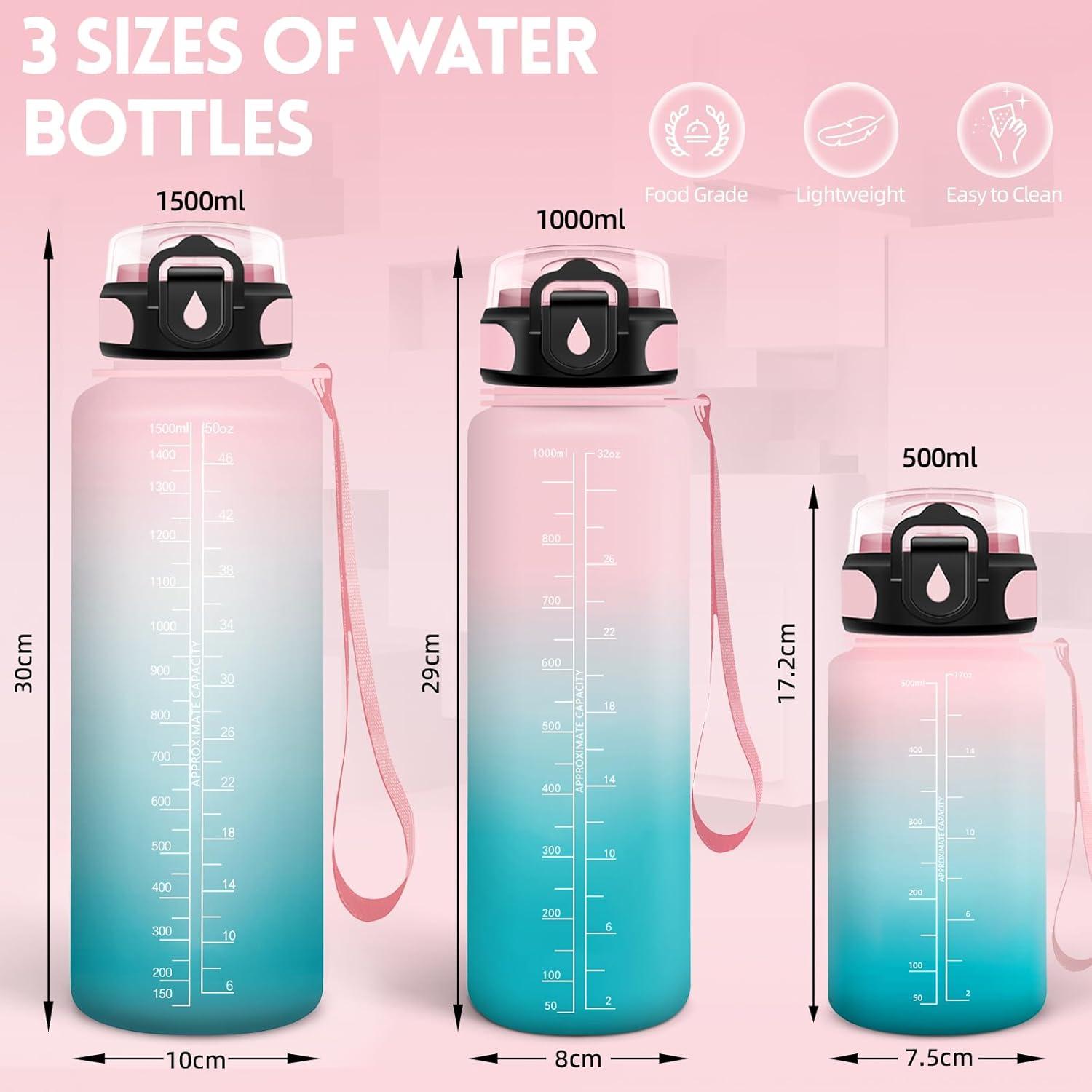 image:imageGourde 500ml Gourde Enfant Bouteille avec Paille AntiFuite Bouteille deau Facile Nettoyer Bouteille Sport pour lcole Bureau Extrieur Voyage RoseCyanRosecyan