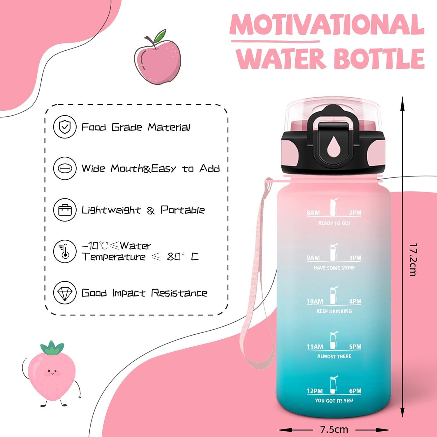 image:imageGourde 500ml Gourde Enfant Bouteille avec Paille AntiFuite Bouteille deau Facile Nettoyer Bouteille Sport pour lcole Bureau Extrieur Voyage RoseCyanRosecyan