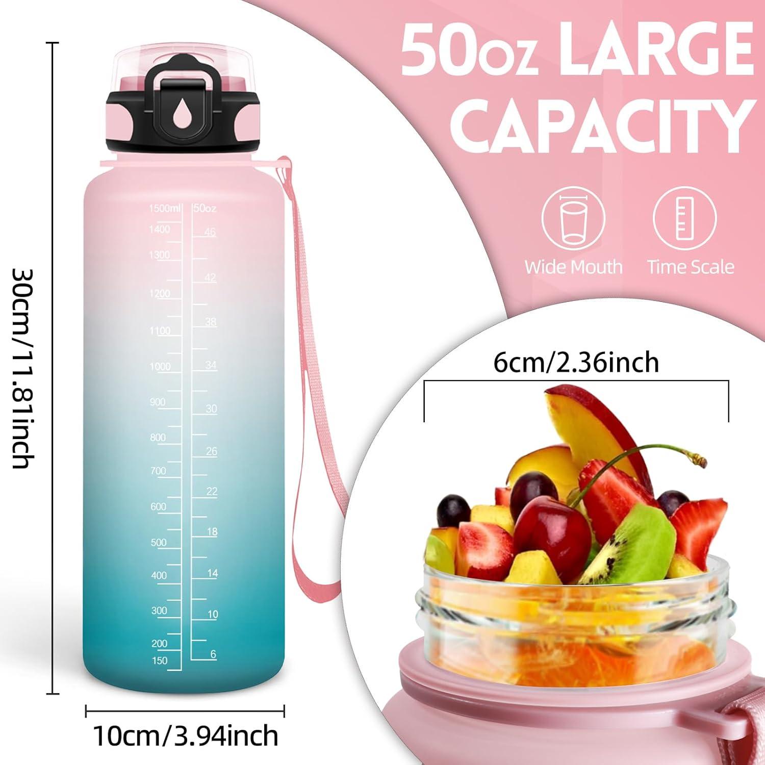 image:imageGourde 500ml Gourde Enfant Bouteille avec Paille AntiFuite Bouteille deau Facile Nettoyer Bouteille Sport pour lcole Bureau Extrieur Voyage RoseCyanRosecyan